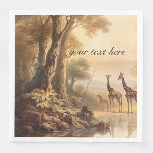 Vintage botanische Giraffen, anpassbar Serviette