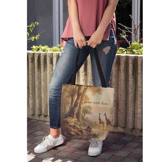 Vintage botanische Giraffen, anpassbar Tasche