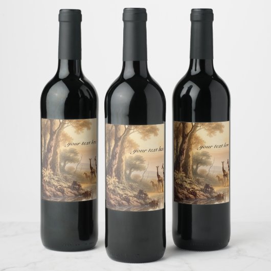 Vintage botanische Giraffen, anpassbar Weinetikett (Flaschen)