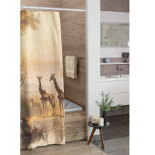 Vintage botanische Giraffenlandschaft am Fluss Duschvorhang
