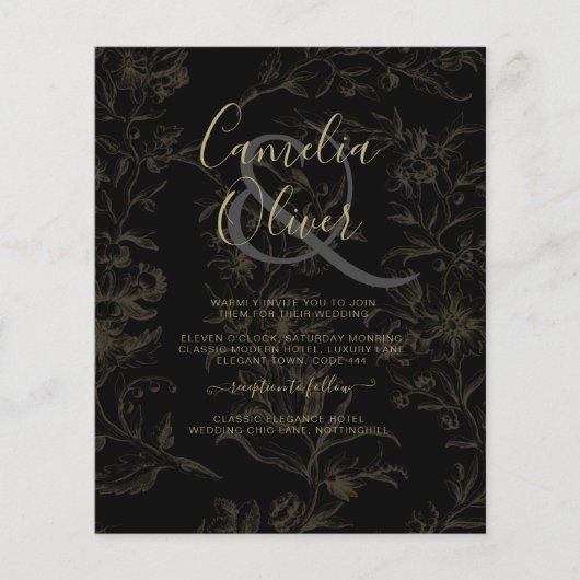 Vintage BOTANISCHE GOLD-Hochzeit Flyer (Vorne)