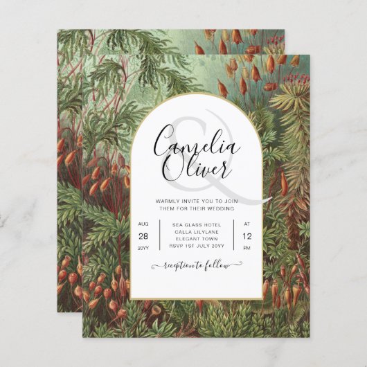 Vintage Botanische Grüne Terrakotta Hochzeit einla (Vorne/Hinten)