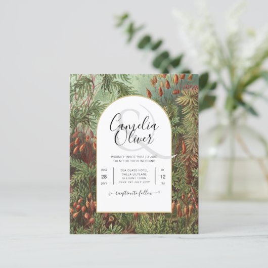 Vintage Botanische Grüne Terrakotta Hochzeit einla (Stehend Vorderseite)