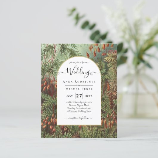 Vintage Botanische Grüne Terrakotta Hochzeit einla (Stehend Vorderseite)