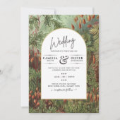 Vintage Botanische Grüne Terrakotta Hochzeit einla Einladung (Vorderseite)