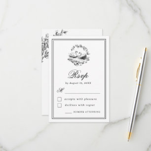 Vintage botanische handgezeichnete Schwan-Elegant RSVP Karte