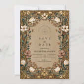 Vintage Botanische Herbsthochzeit Save The Date (Vorderseite)