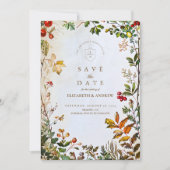 Vintage Botanische Herbsthochzeit Save The Date (Vorderseite)