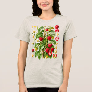 Vintage botanische Himbeer-Illustration Tri-Blend Shirt
