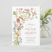 Vintage botanische Hochzeit Einladung (Stehend Vorderseite)