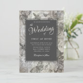 Vintage botanische Hochzeit Einladung (Stehend Vorderseite)