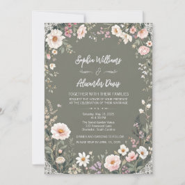 Vintage botanische Hochzeit Einladung