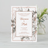 Vintage Botanische Hochzeit Folieneinladung (Stehend vorne)