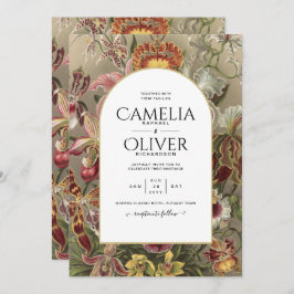 Vintage Botanische Hochzeit in Burgund Einladung