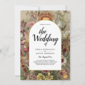 Vintage Botanische Hochzeit in Burgund Einladung (Vorderseite)