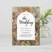 Vintage Botanische Hochzeit in Burgund Einladung (Stehend Vorderseite)