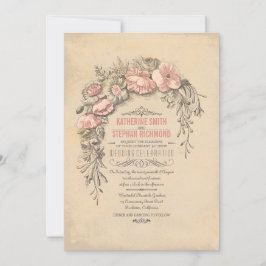 Vintage botanische Hochzeit mit Flora Einladung