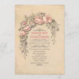 Vintage botanische Hochzeit mit Flora Einladung
