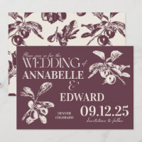 Vintage Botanische Hochzeit Pflaume Burgund