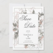 Vintage Botanische Hochzeit Save The Date (Vorderseite)