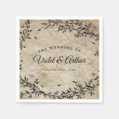 Vintage botanische Hochzeit Serviette (Vorderseite)