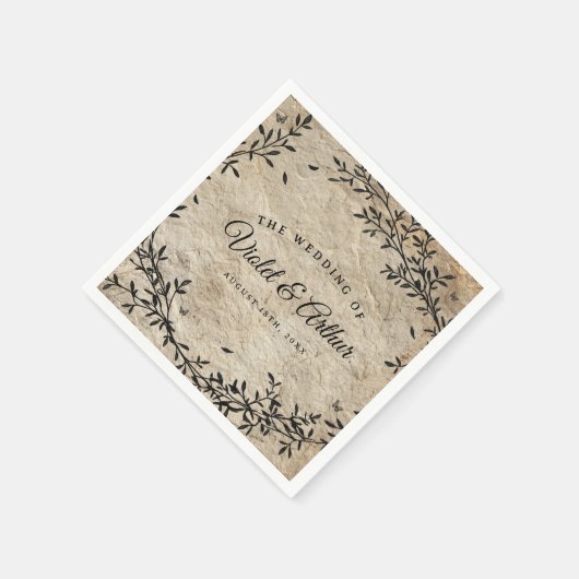 Vintage botanische Hochzeit Serviette (Ecke)