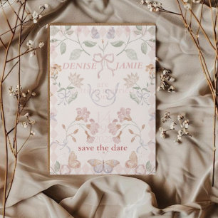 Vintage botanische Hochzeit Speichern Sie das Date Pergament Einladungen