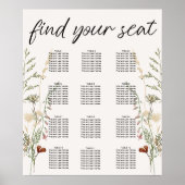 Vintage Botanische Hochzeitstabelle Poster (Vorne)