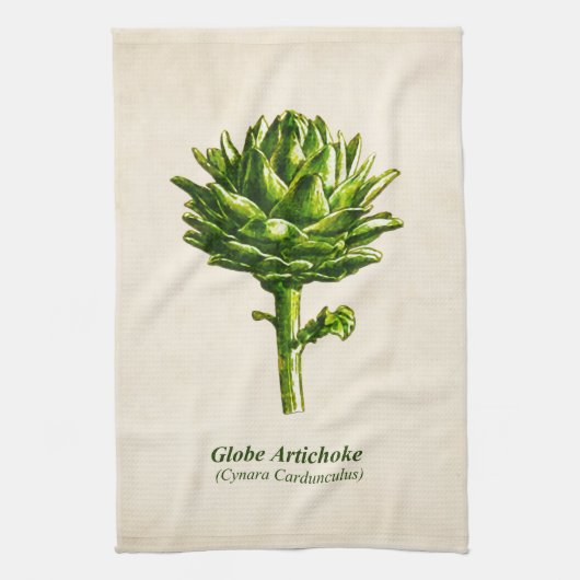 Vintage botanische Illustration, Artichoke Geschirrtuch (Vertikal)