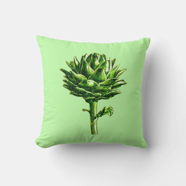 Vintage botanische Illustration, Artichoke Kissen (Vorderseite)