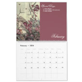Vintage botanische Illustration Kalender (Feb 2026)