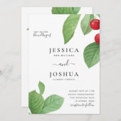 Vintage Botanische Illustration Kirschen Hochzeit Einladung (Vorne/Hinten)