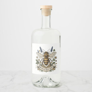 Vintage botanische Illustration zum Welttag der Bi Alkoholflaschenetikett