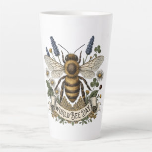 Vintage botanische Illustration zum Welttag der Bi Milchtasse