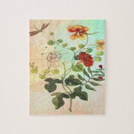 Vintage botanische Illustrations-Blumen-mit Puzzle
