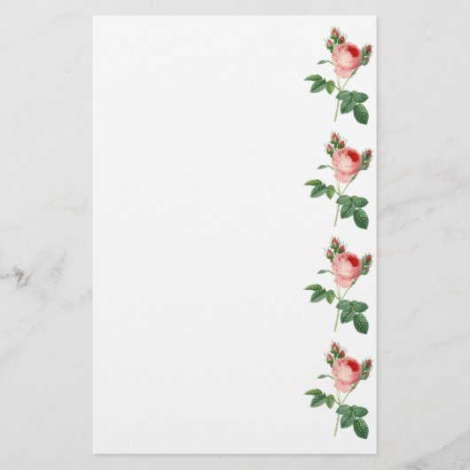 Vintage botanische Illustrationsgrenze der rosa Briefpapier (Vorderseite)