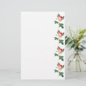 Vintage botanische Illustrationsgrenze der rosa Briefpapier (Stehend Vorderseite)