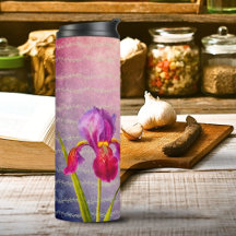 Vintage botanische Iris-Blume Violettöne