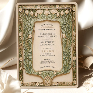 Vintage Botanische Jugendstil-Hochzeit Einladung