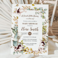 Vintage Botanische Kaninchen Babydusche QR