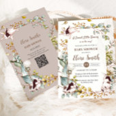 Vintage Botanische Kaninchen Babydusche QR Einladung