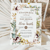 Vintage Botanische Kaninchen Babydusche QR Einladung