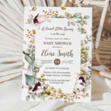 Vintage Botanische Kaninchen Babydusche QR