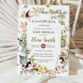 Vintage Botanische Kaninchen Babydusche QR Einladung