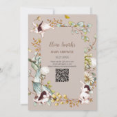 Vintage Botanische Kaninchen Babydusche QR Einladung (Rückseite)