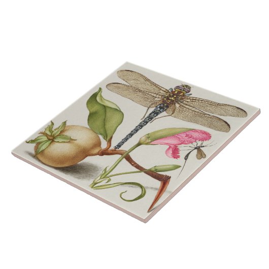 Vintage botanische Keramik Fliese (Seite)