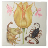 Vintage botanische Keramik Fliese (Vorderseite)