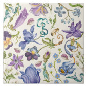 Vintage botanische Keramik Fliese (Vorderseite)