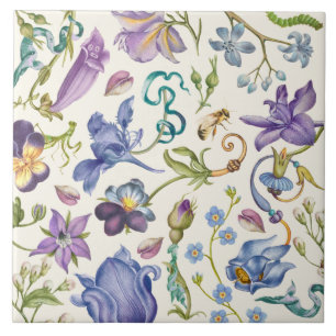 Vintage botanische Keramik Fliese