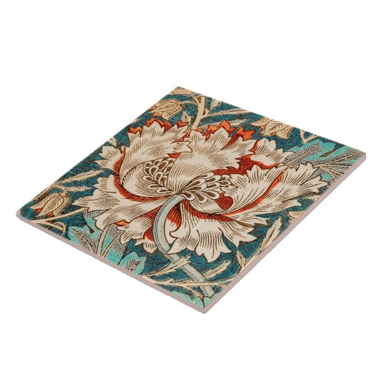 Vintage botanische Keramik Fliese (Seite)